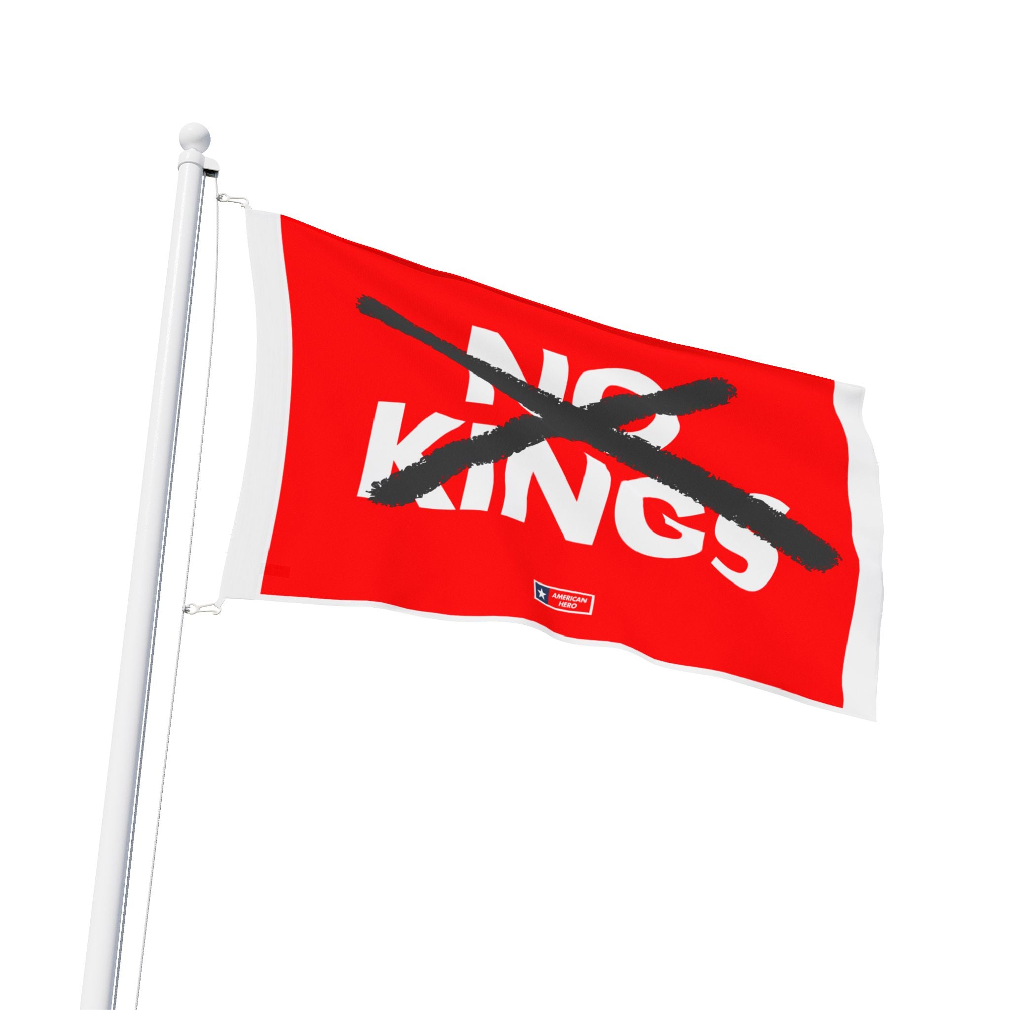 Flag — “NO KINGS” Protest Flag (Bold Red, Crossed-Out Text)