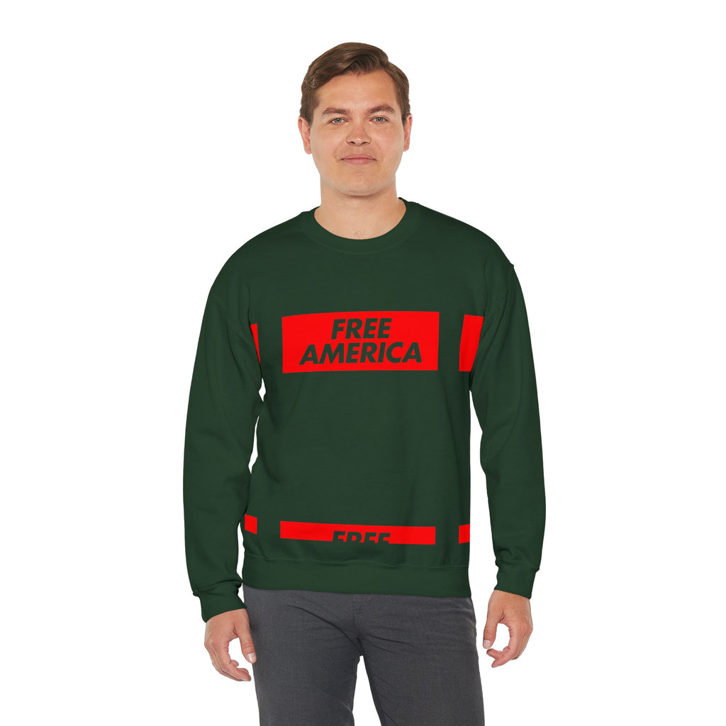 Free America sweatshirt | Political slogan crewneck, red block text