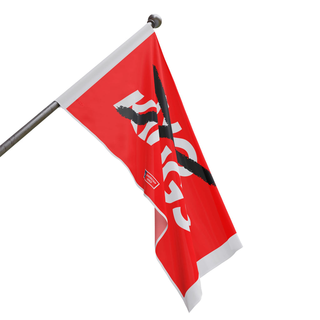 Flag — “NO KINGS” Protest Flag (Bold Red, Crossed-Out Text)