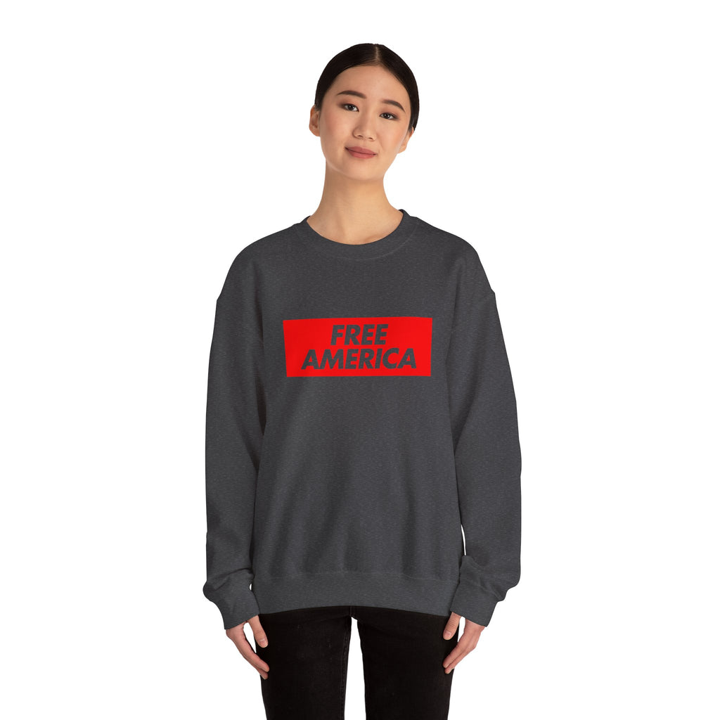 Free America sweatshirt | Political slogan crewneck, red block text