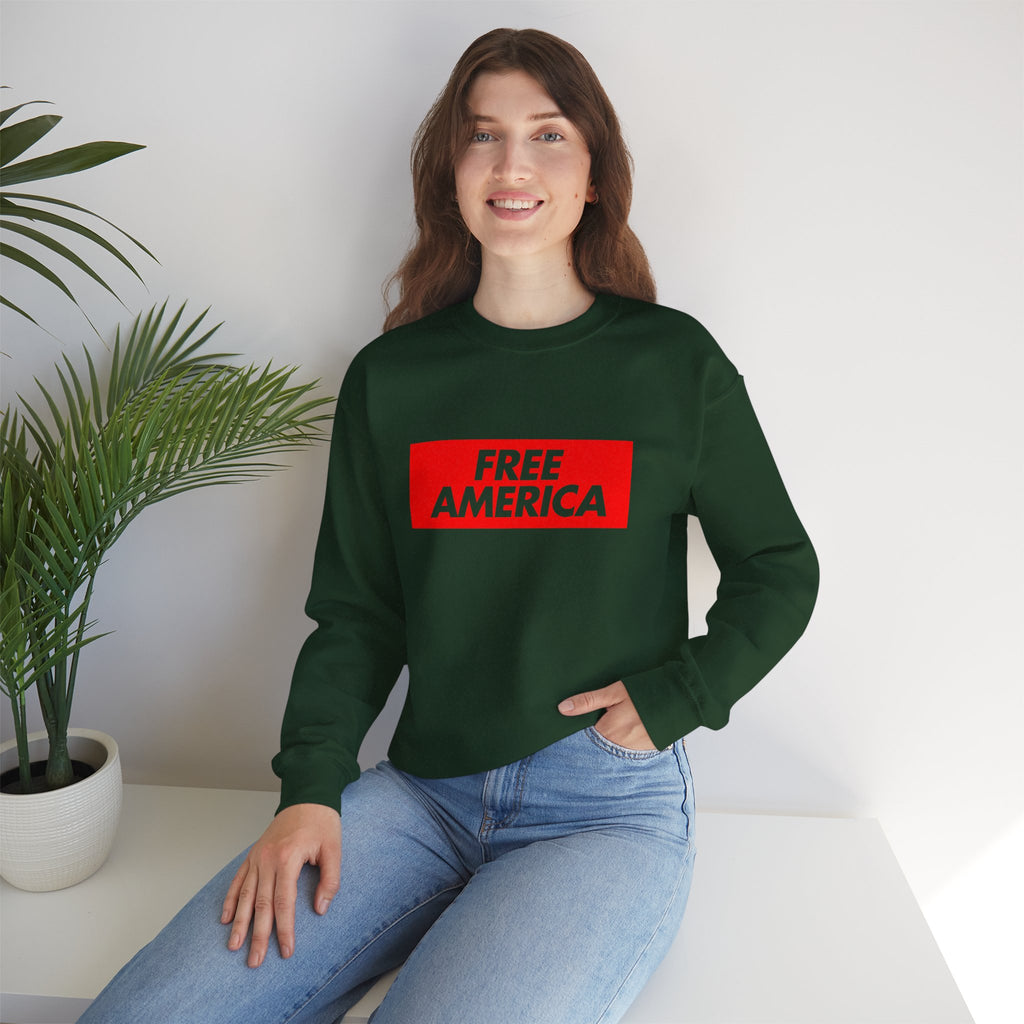 Free America sweatshirt | Political slogan crewneck, red block text