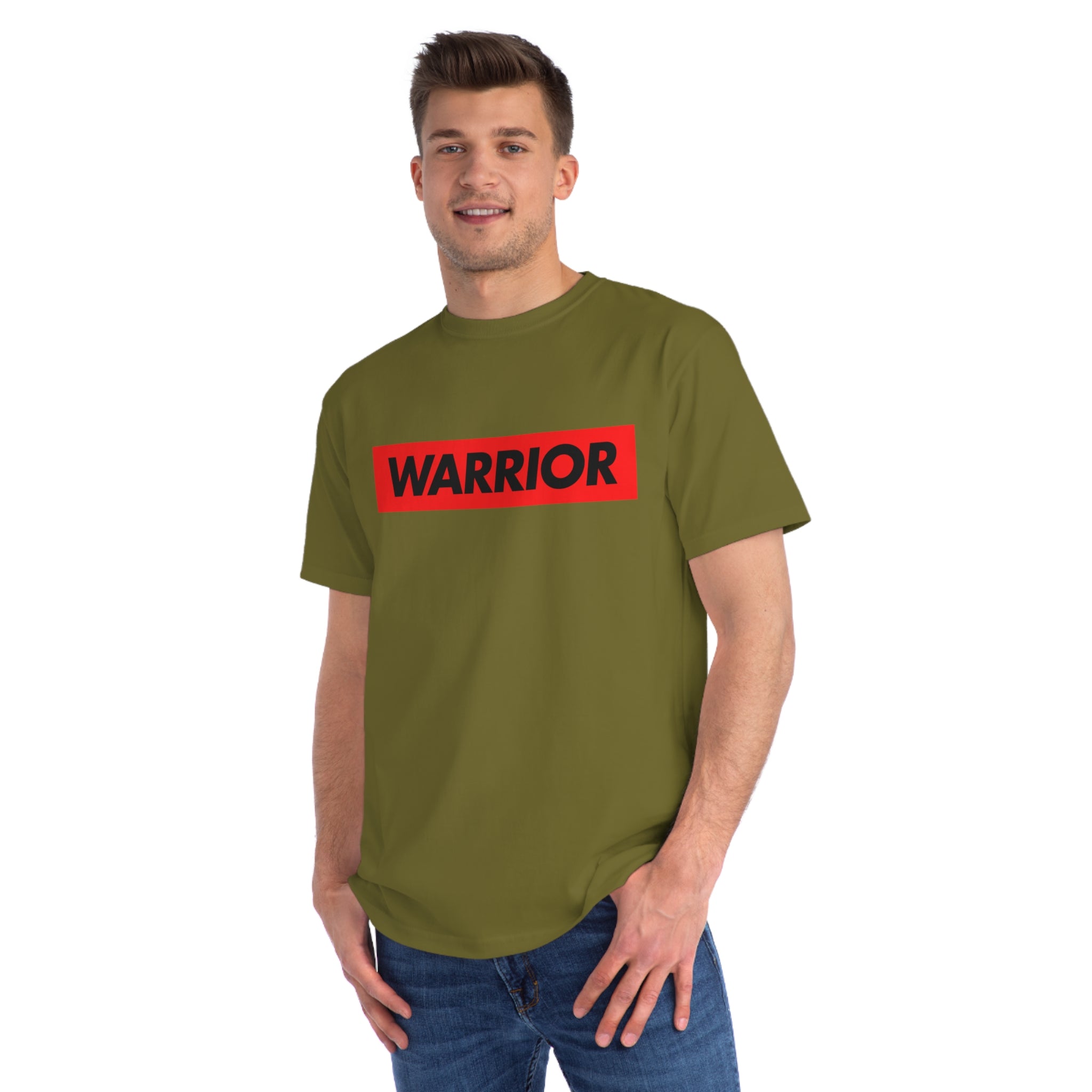 Warrior Graphic T-Shirt — Bold Red Text Tee for Fighters & Motivational Gifts