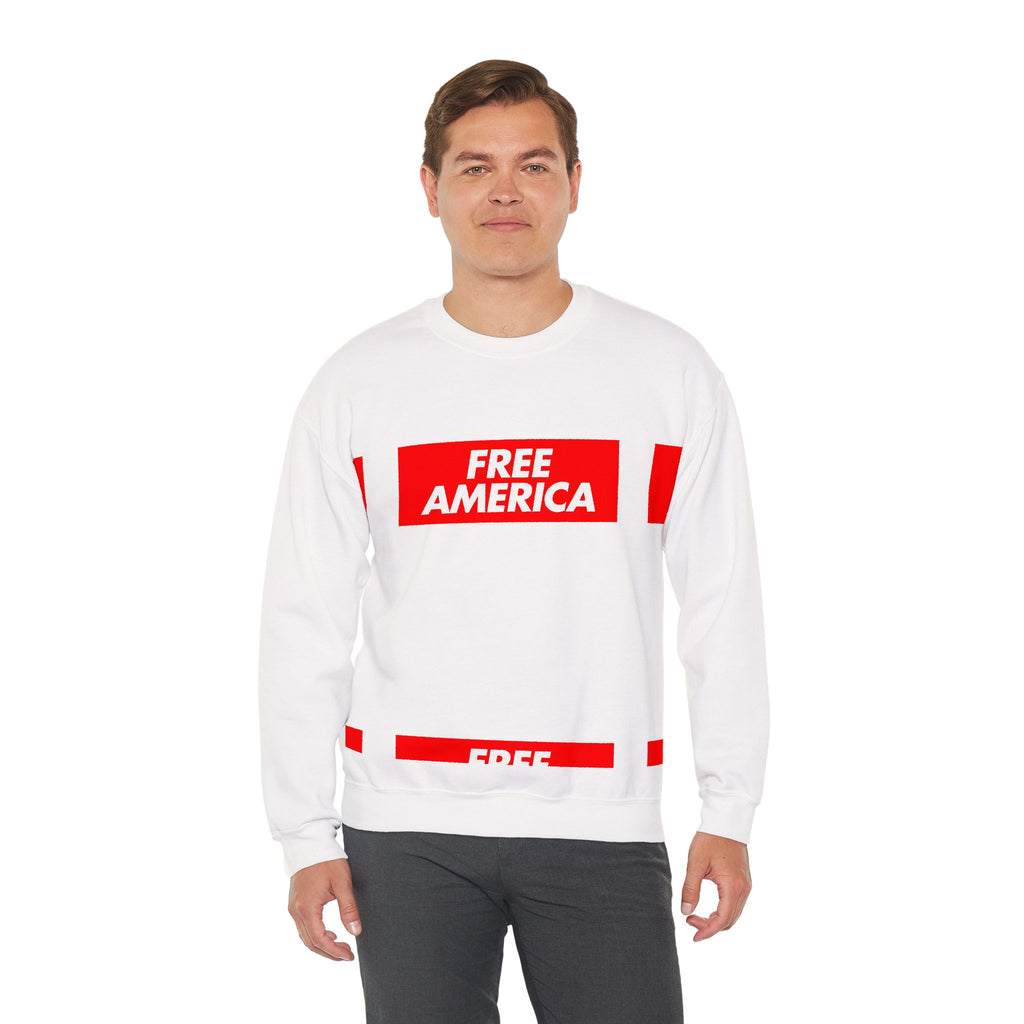 Free America sweatshirt | Political slogan crewneck, red block text