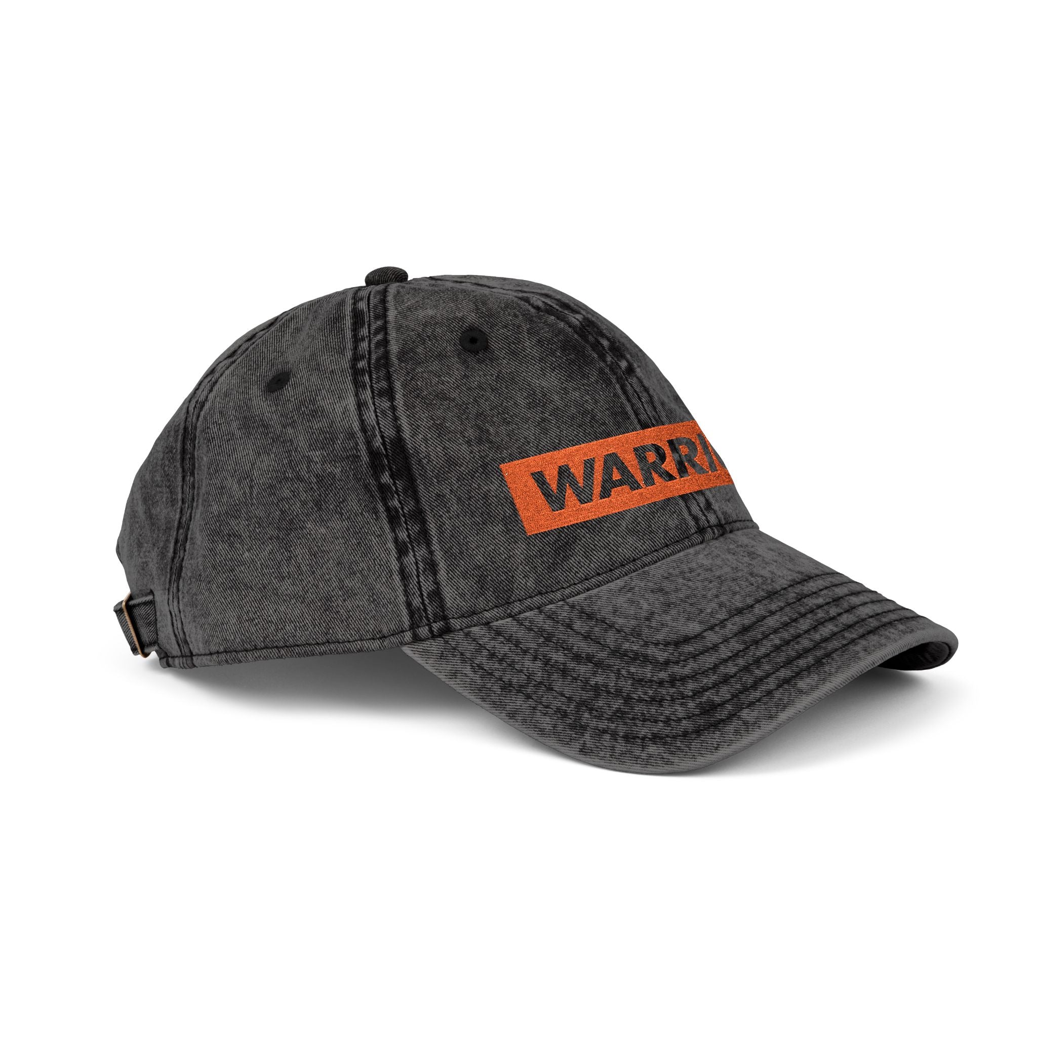 Warrior Vintage Embroidered Cap — Distressed Black Dad Hat