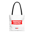 Freedom Fighter Tote Bag — Bold Red Graphic Political Statement Tote