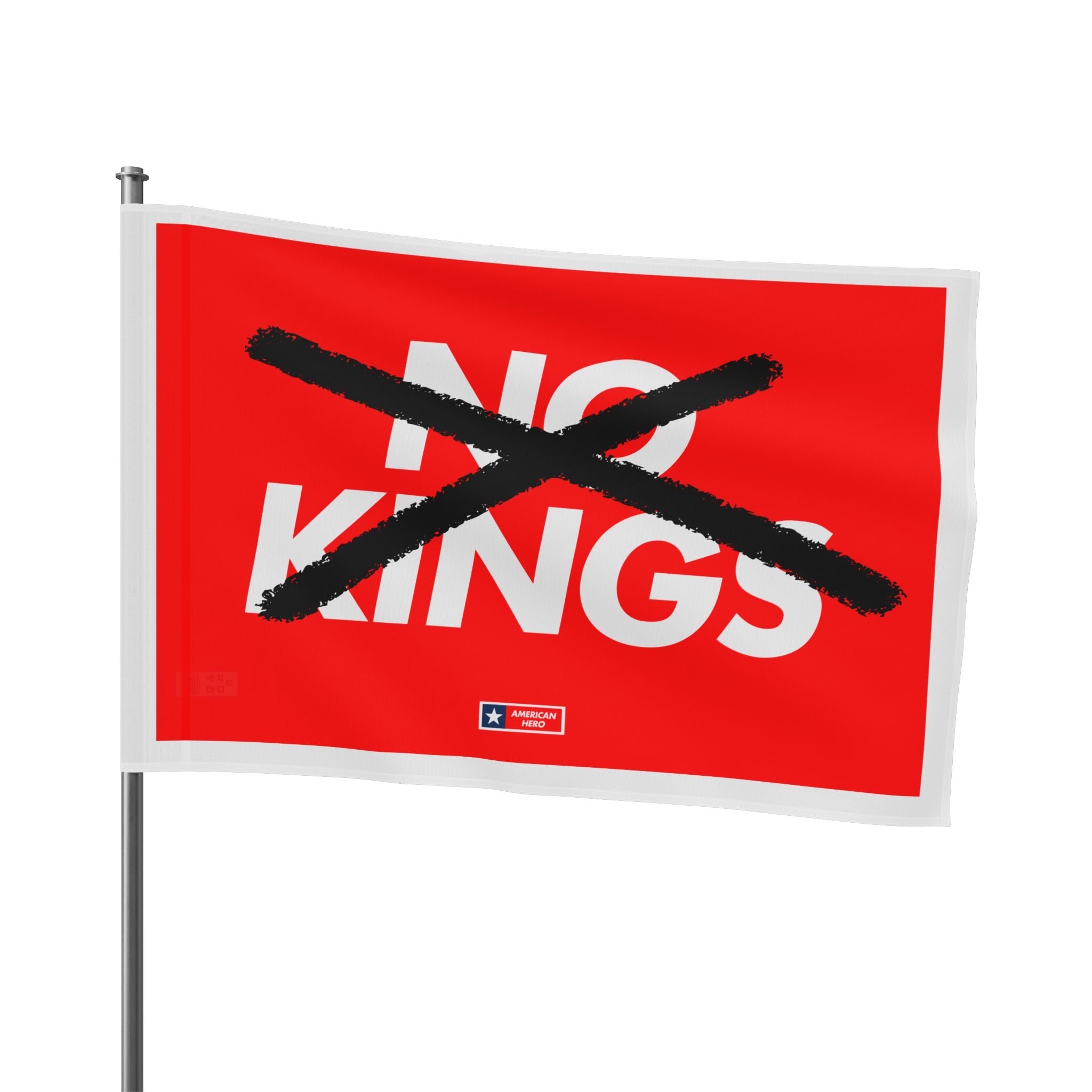Flag — “NO KINGS” Protest Flag (Bold Red, Crossed-Out Text)