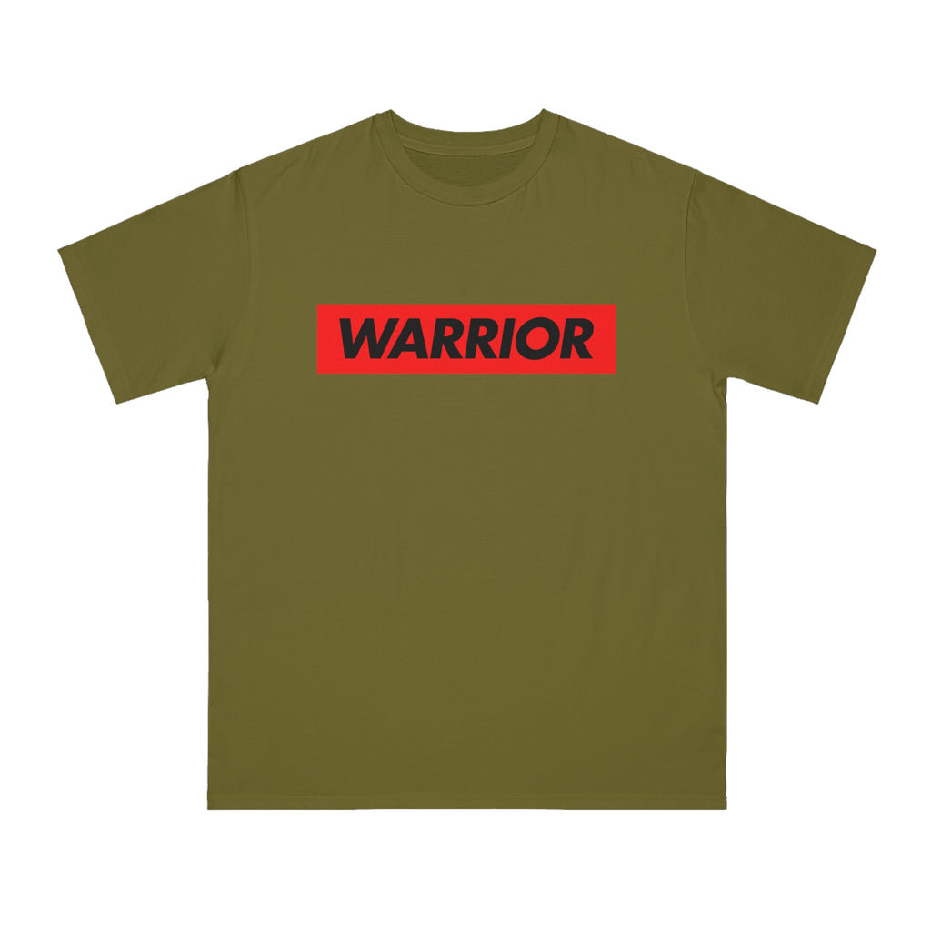 Warrior Graphic T-Shirt — Bold Red Text Tee for Fighters & Motivational Gifts