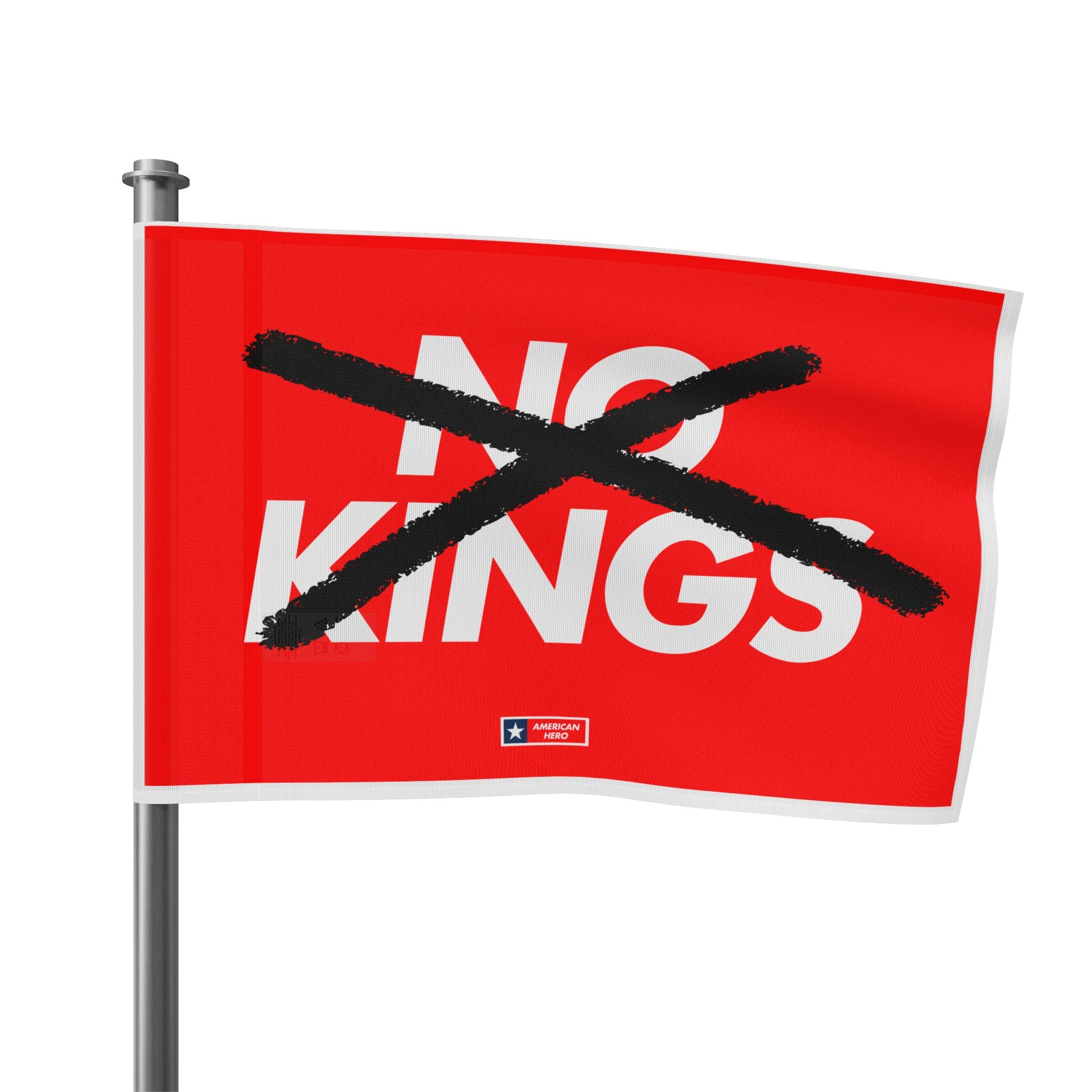 Flag — “NO KINGS” Protest Flag (Bold Red, Crossed-Out Text)