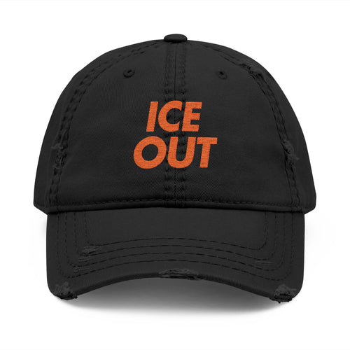 Distressed Dad Hat — 'ICE OUT' Embroidered Vintage Baseball Cap
