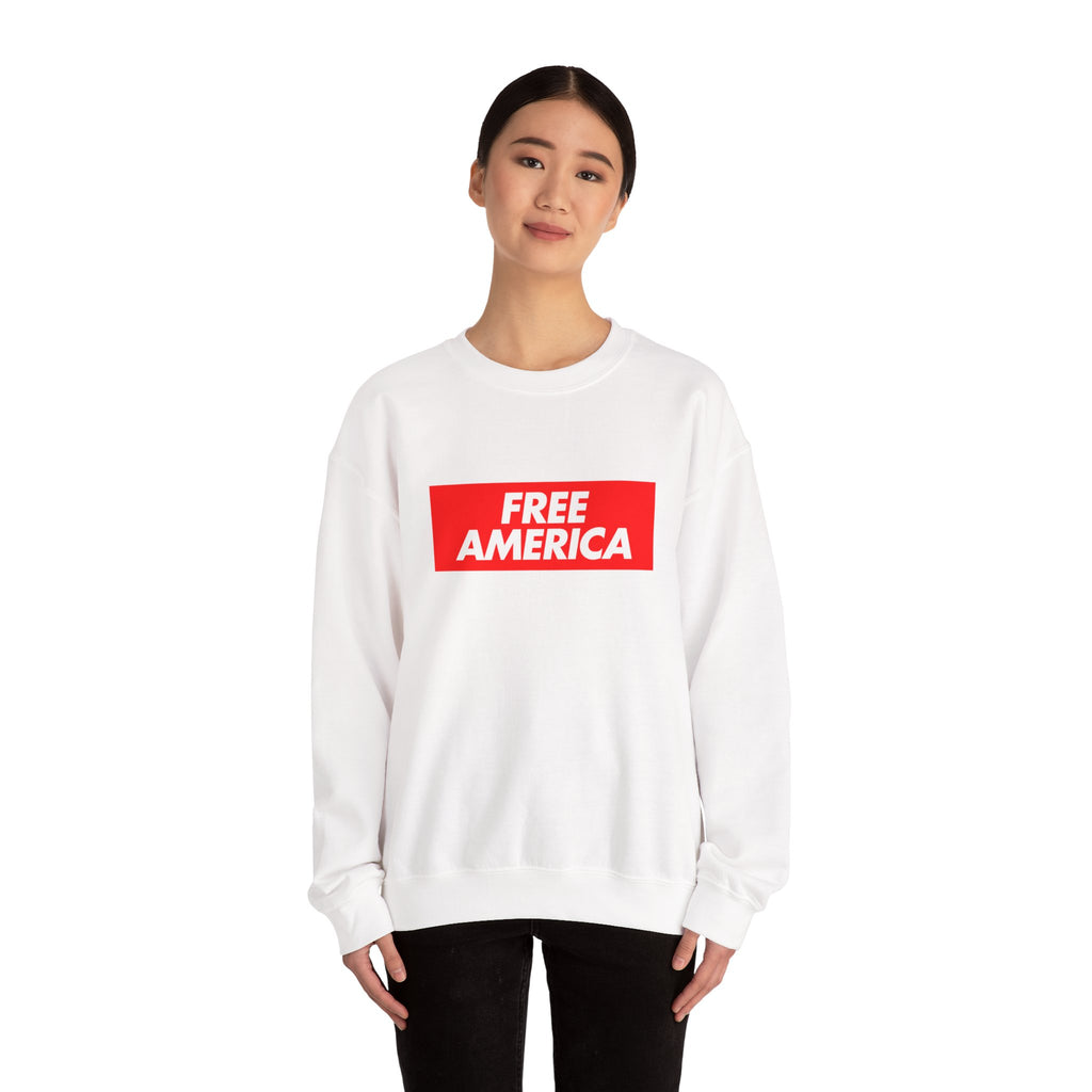 Free America sweatshirt | Political slogan crewneck, red block text