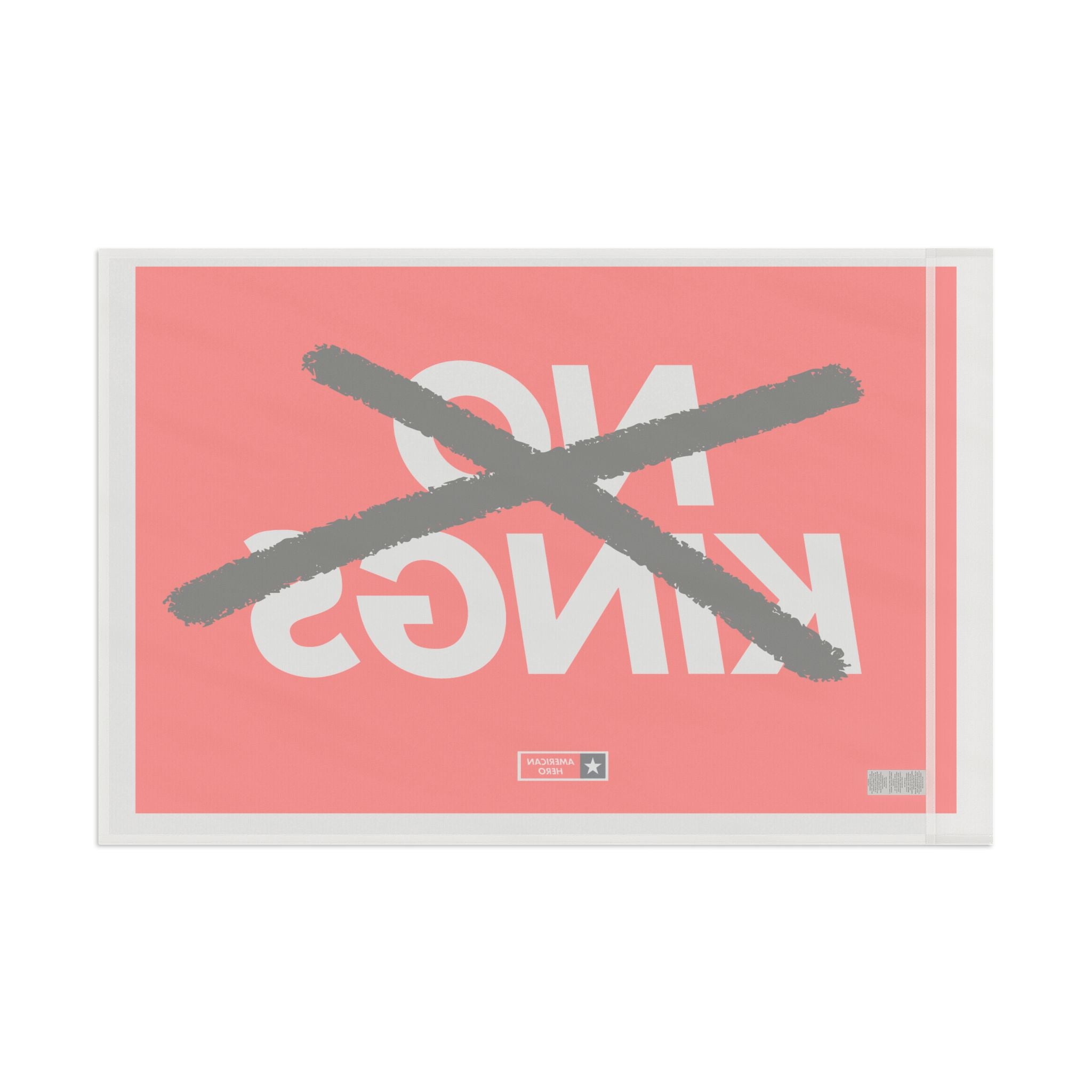 Flag — “NO KINGS” Protest Flag (Bold Red, Crossed-Out Text)