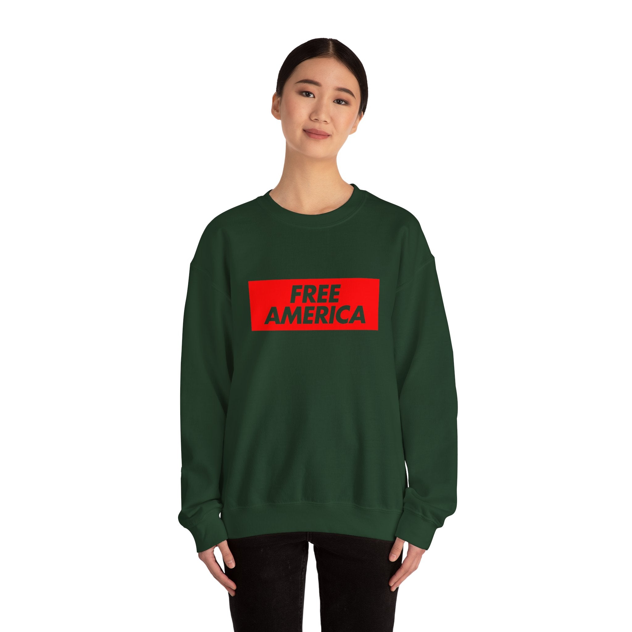 Free America sweatshirt | Political slogan crewneck, red block text
