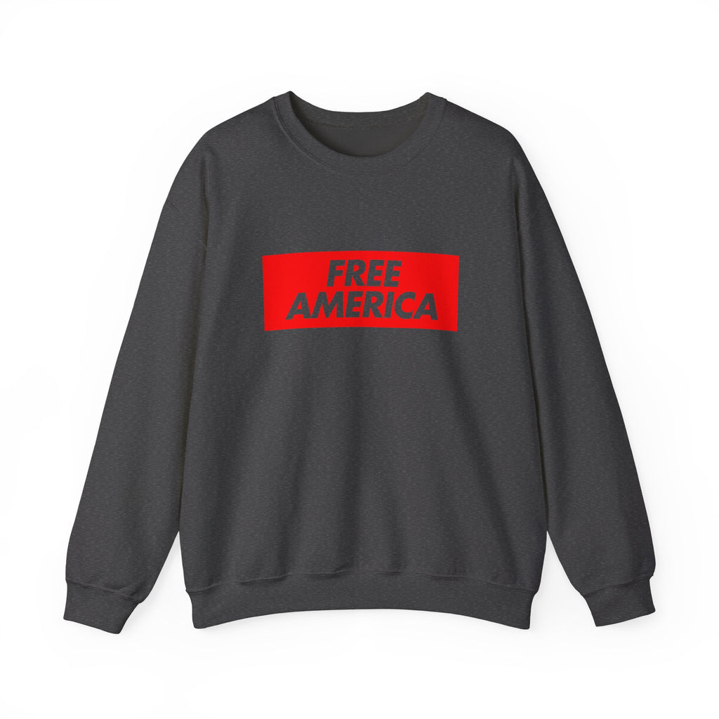 Free America sweatshirt | Political slogan crewneck, red block text
