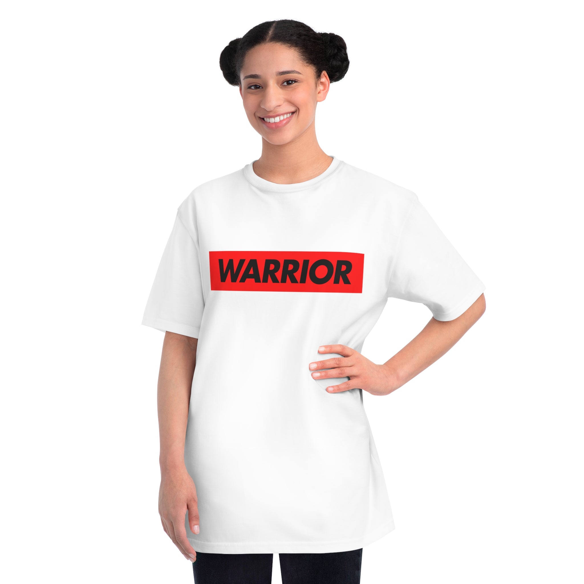 Warrior Graphic T-Shirt — Bold Red Text Tee for Fighters & Motivational Gifts