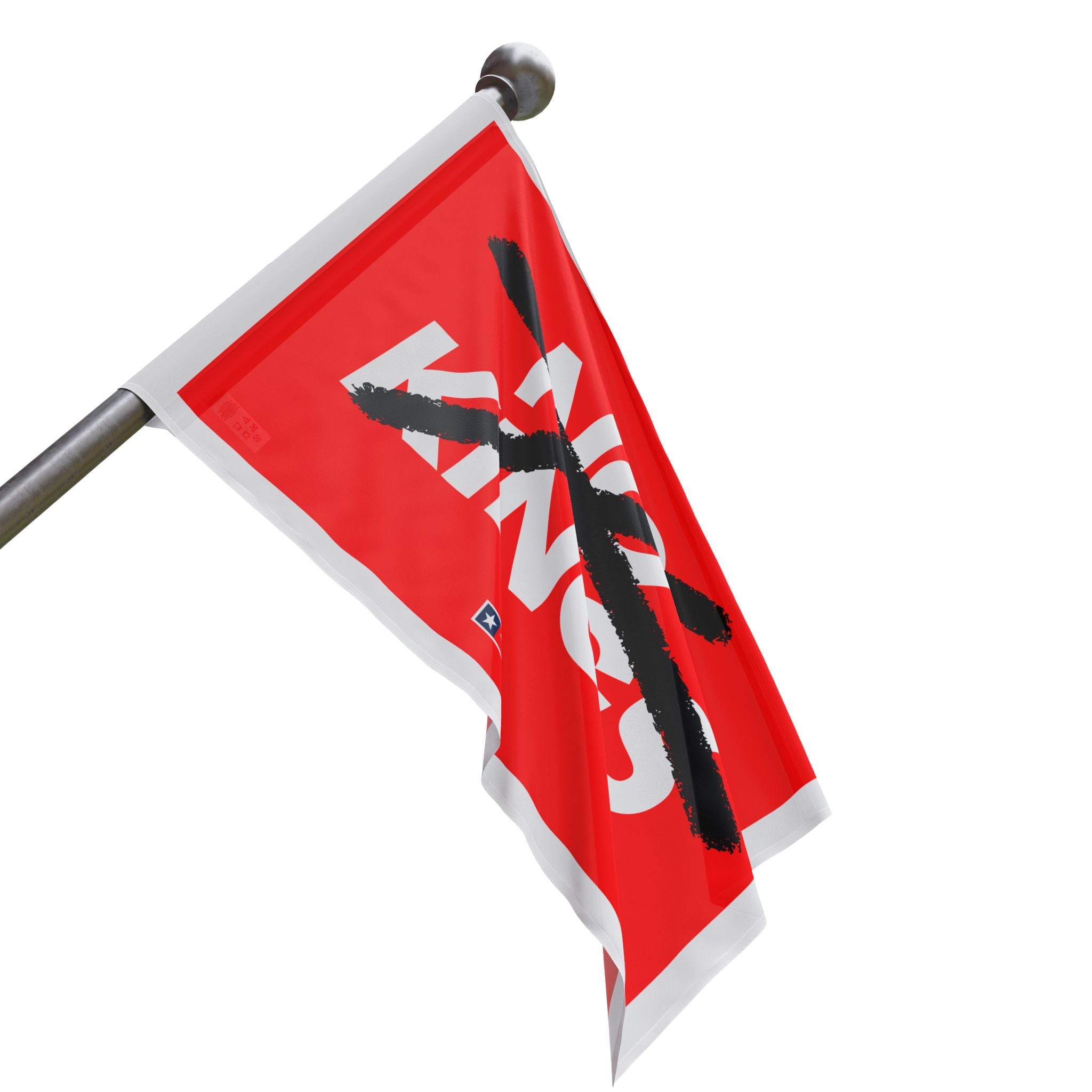Flag — “NO KINGS” Protest Flag (Bold Red, Crossed-Out Text)