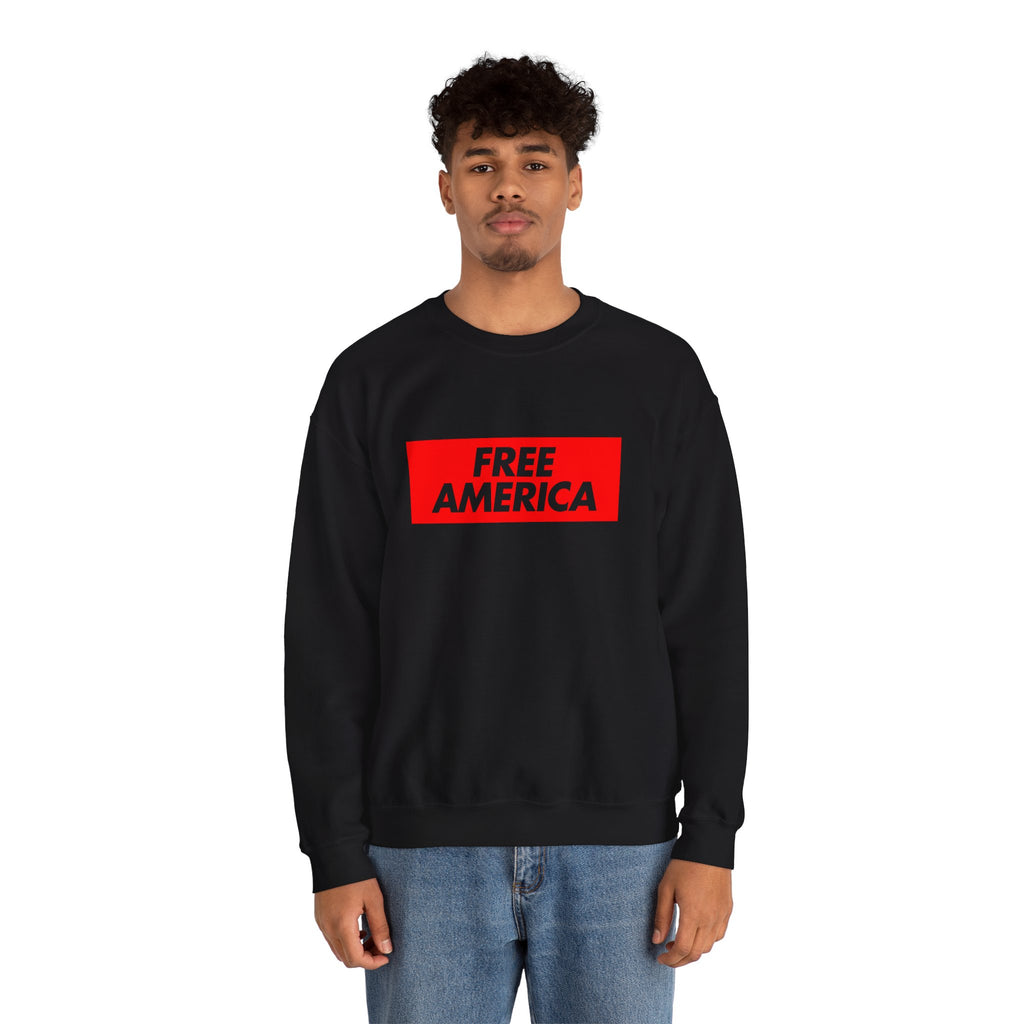 Free America sweatshirt | Political slogan crewneck, red block text