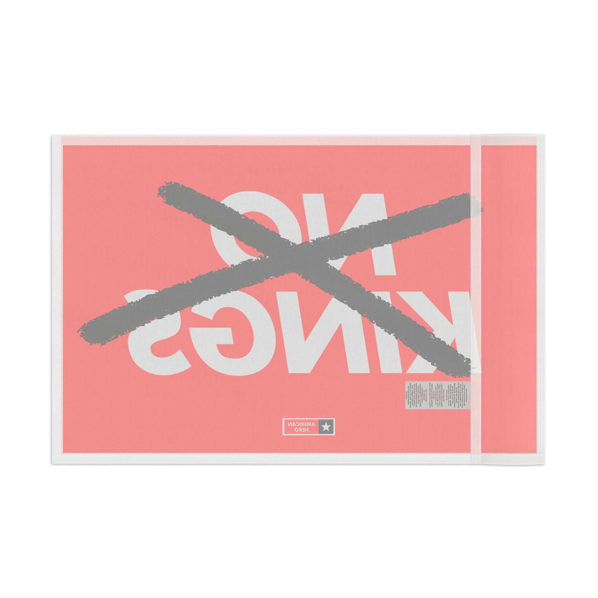 Flag — “NO KINGS” Protest Flag (Bold Red, Crossed-Out Text)