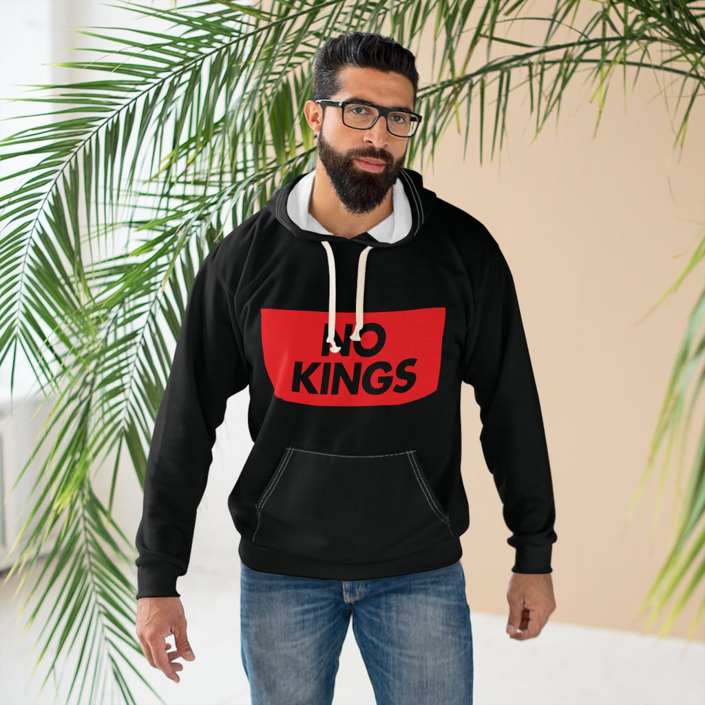 No Kings Hoodie — Bold Red Box Streetwear Pullover