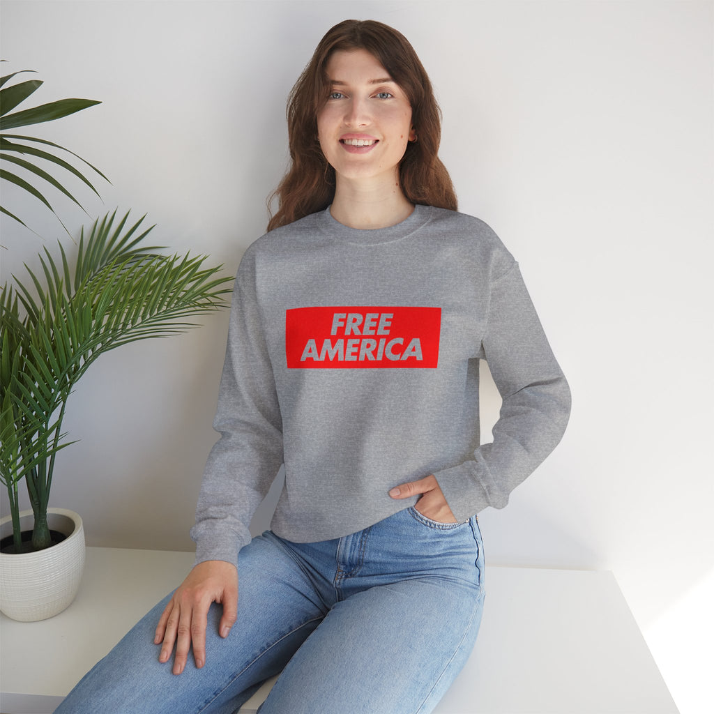 Free America sweatshirt | Political slogan crewneck, red block text