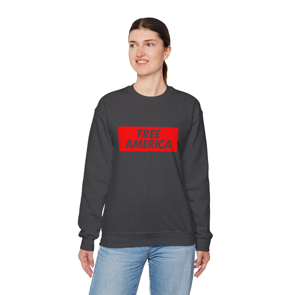 Free America sweatshirt | Political slogan crewneck, red block text