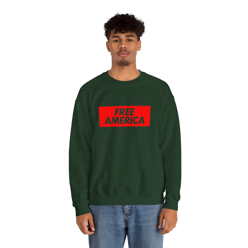 Free America sweatshirt | Political slogan crewneck, red block text