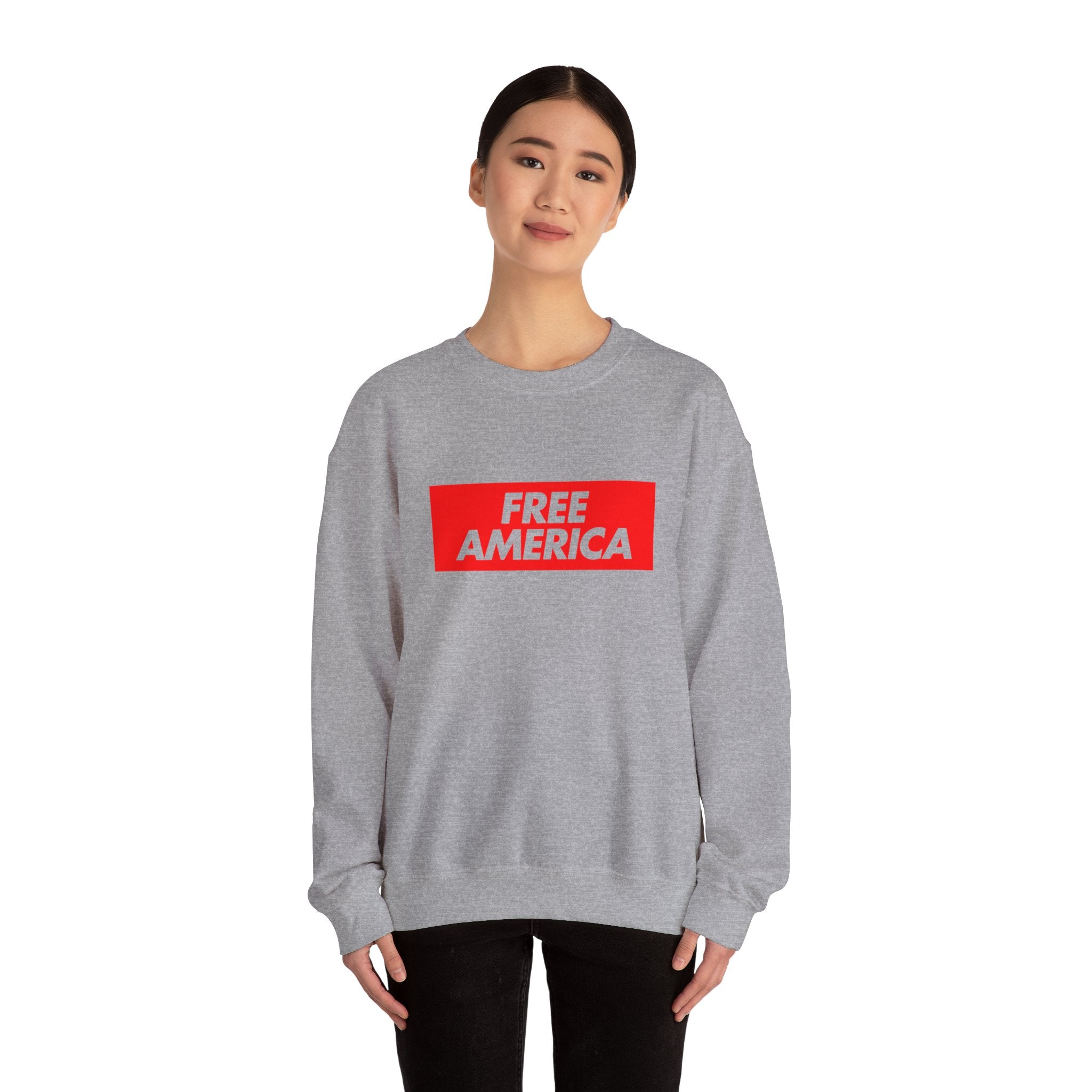 Free America sweatshirt | Political slogan crewneck, red block text
