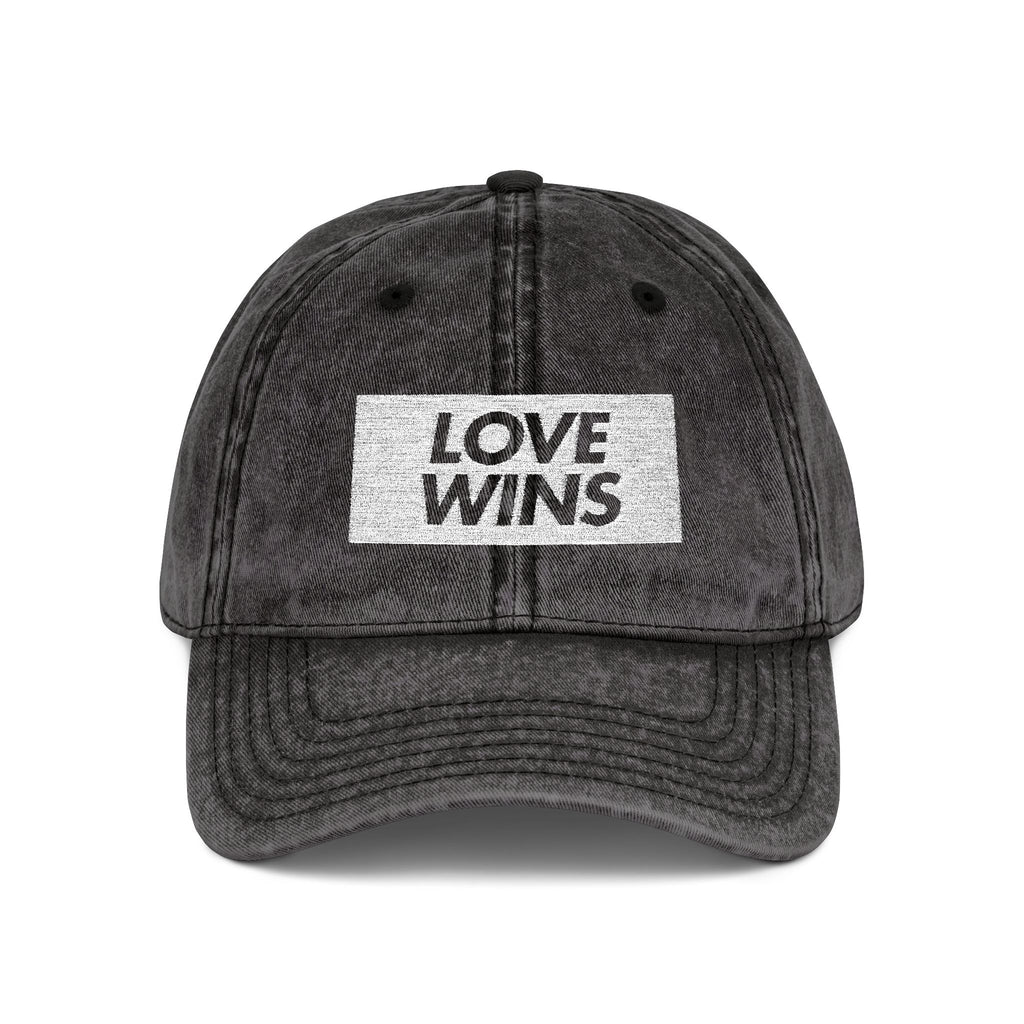 Love Wins Vintage Embroidered Cap - Washed Black Dad Hat