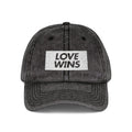 Love Wins Vintage Embroidered Cap - Washed Black Dad Hat