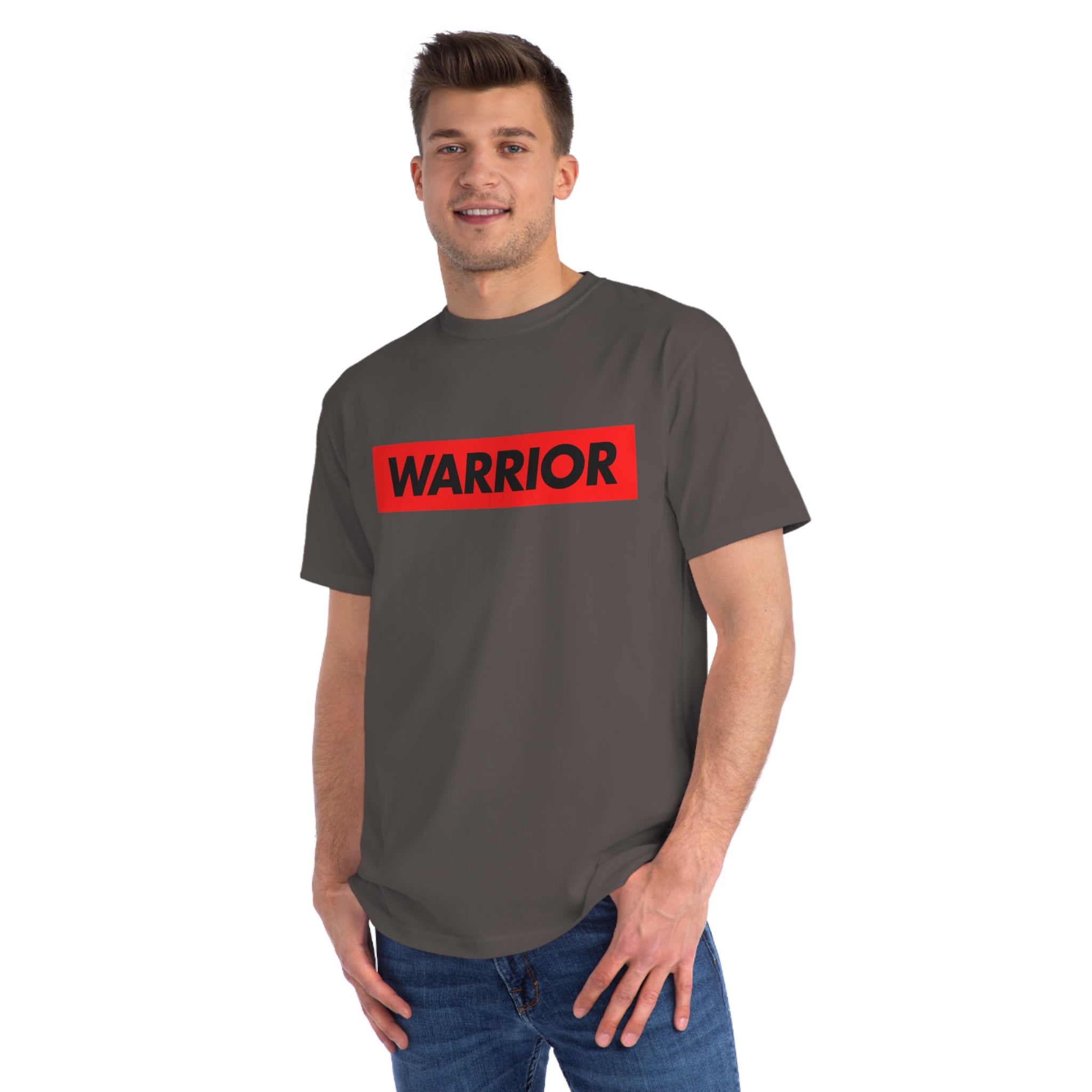 Warrior Graphic T-Shirt — Bold Red Text Tee for Fighters & Motivational Gifts