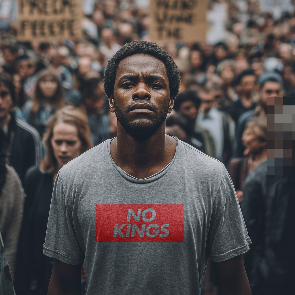 No Kings Graphic Tee – Bold Red Box Logo T-Shirt
