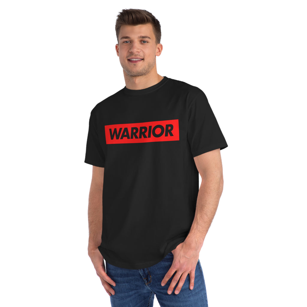 Warrior Graphic T-Shirt — Bold Red Text Tee for Fighters & Motivational Gifts