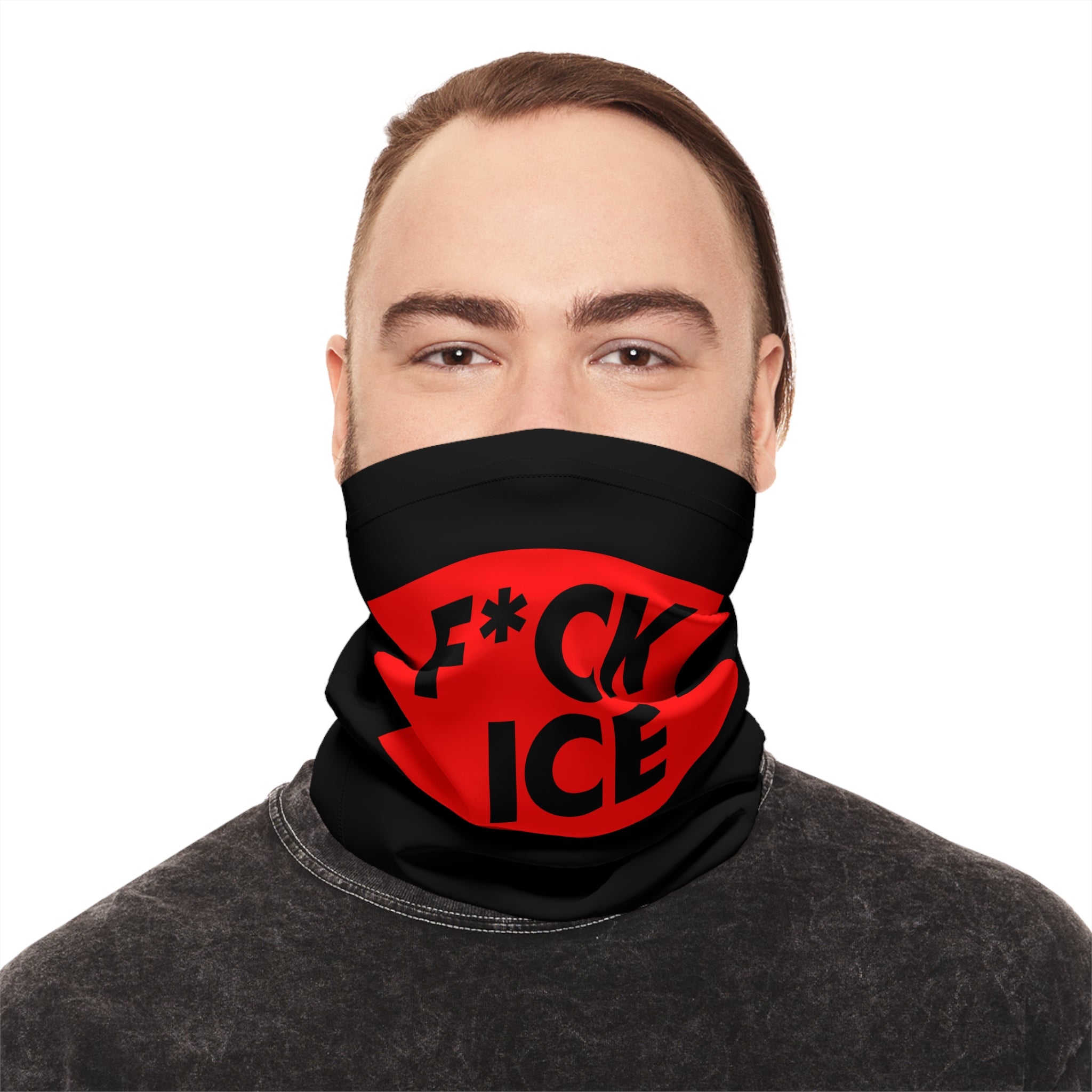 Neck Gaiter - 'F*CK ICE' Red Block Protest Face Cover