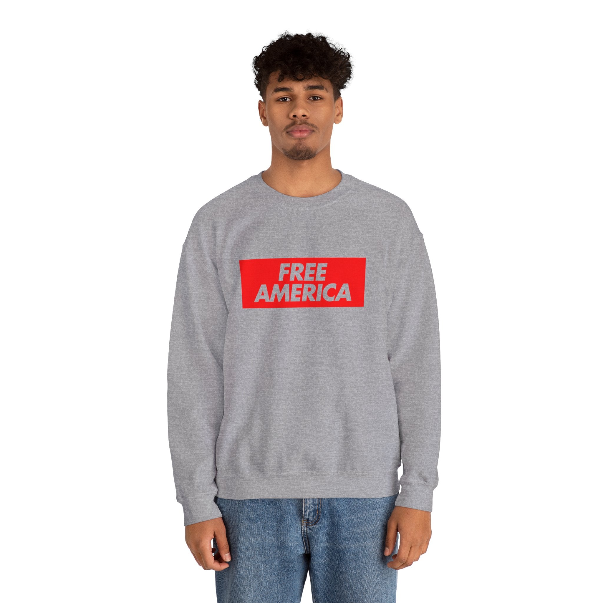 Free America sweatshirt | Political slogan crewneck, red block text