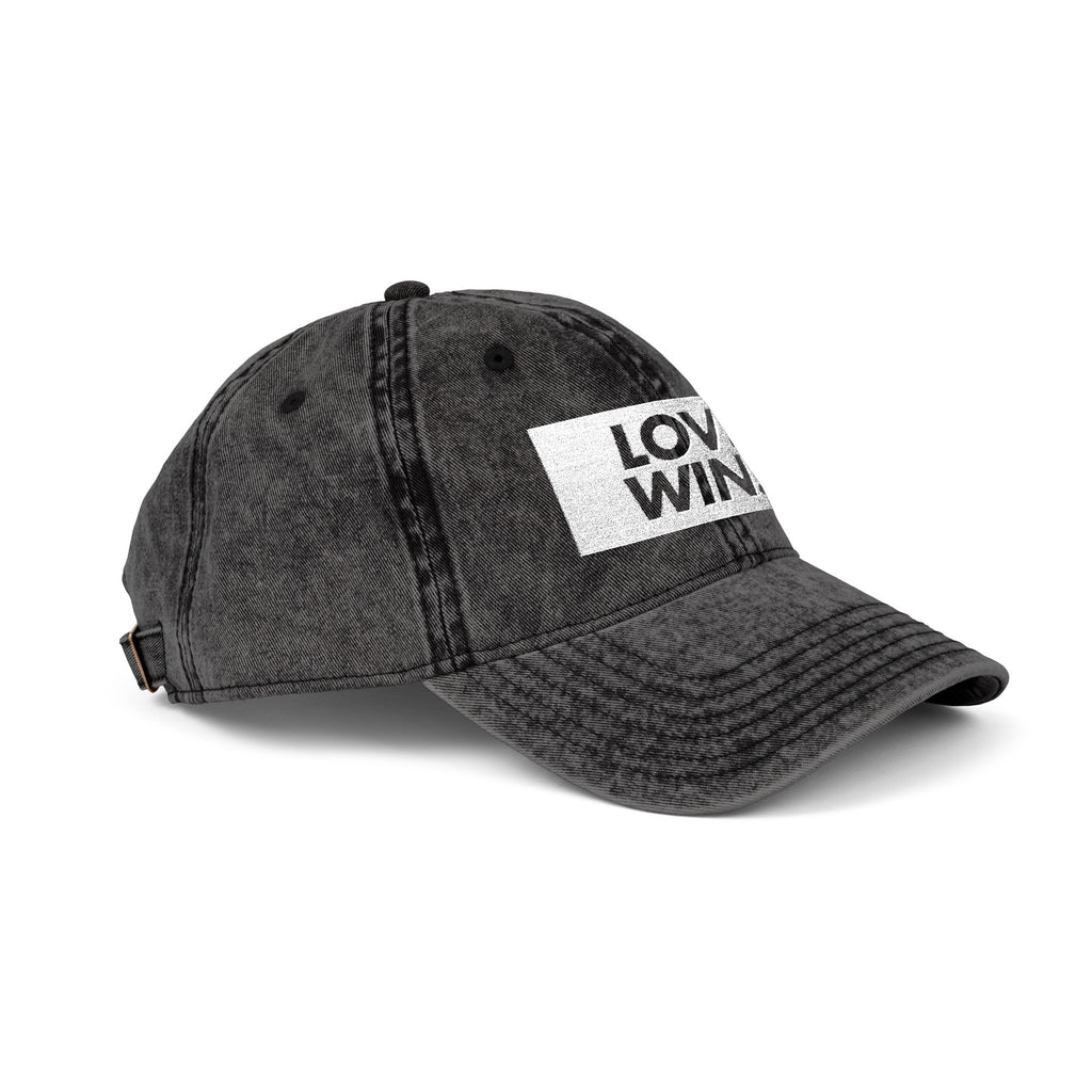 Love Wins Vintage Embroidered Cap - Washed Black Dad Hat