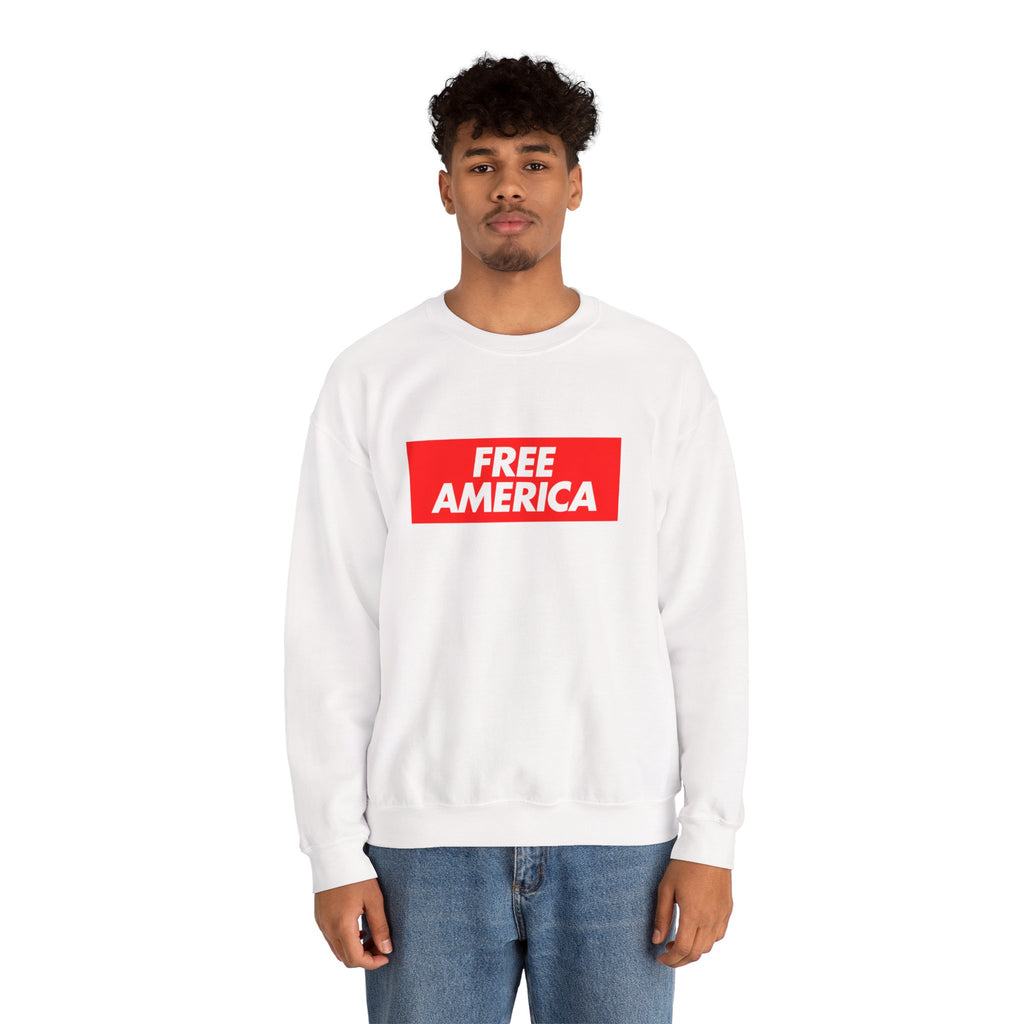 Free America sweatshirt | Political slogan crewneck, red block text