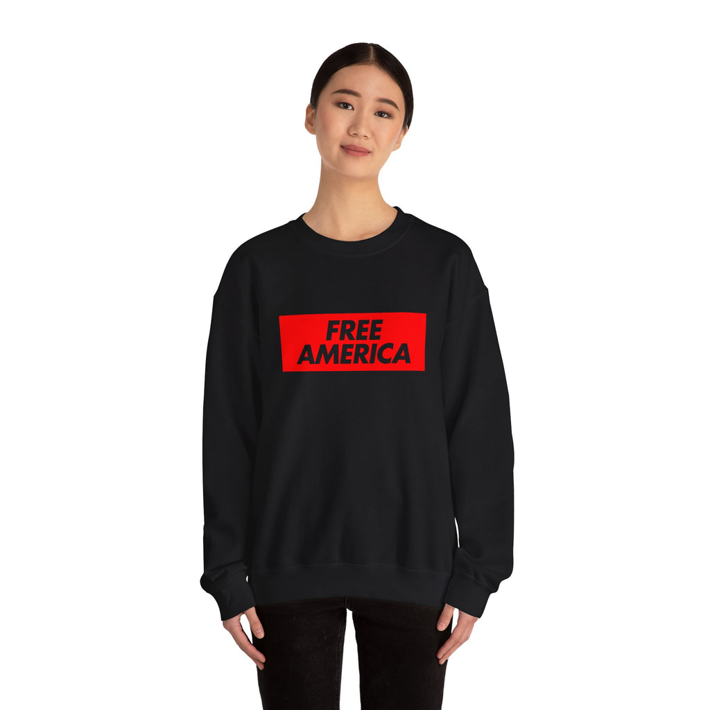 Free America sweatshirt | Political slogan crewneck, red block text
