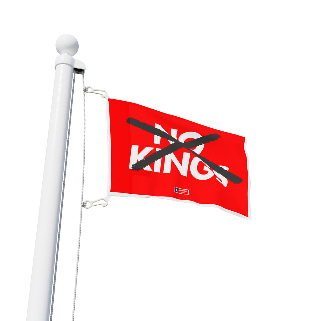 Flag — “NO KINGS” Protest Flag (Bold Red, Crossed-Out Text)