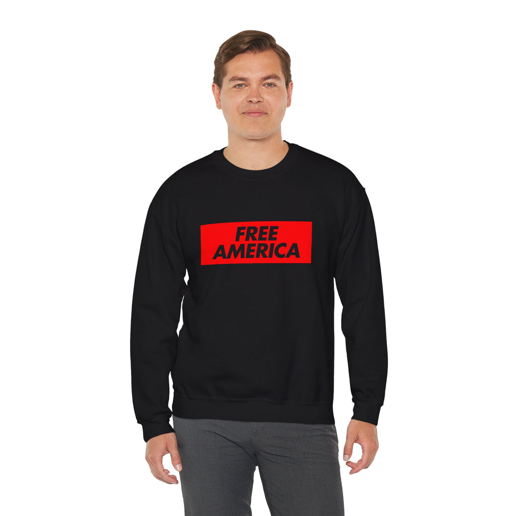 Free America sweatshirt | Political slogan crewneck, red block text