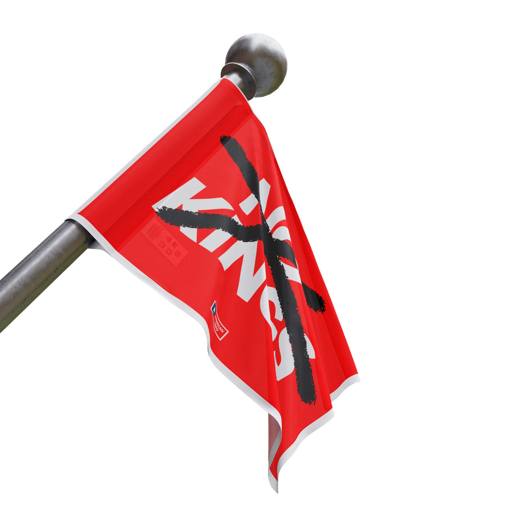 Flag — “NO KINGS” Protest Flag (Bold Red, Crossed-Out Text)