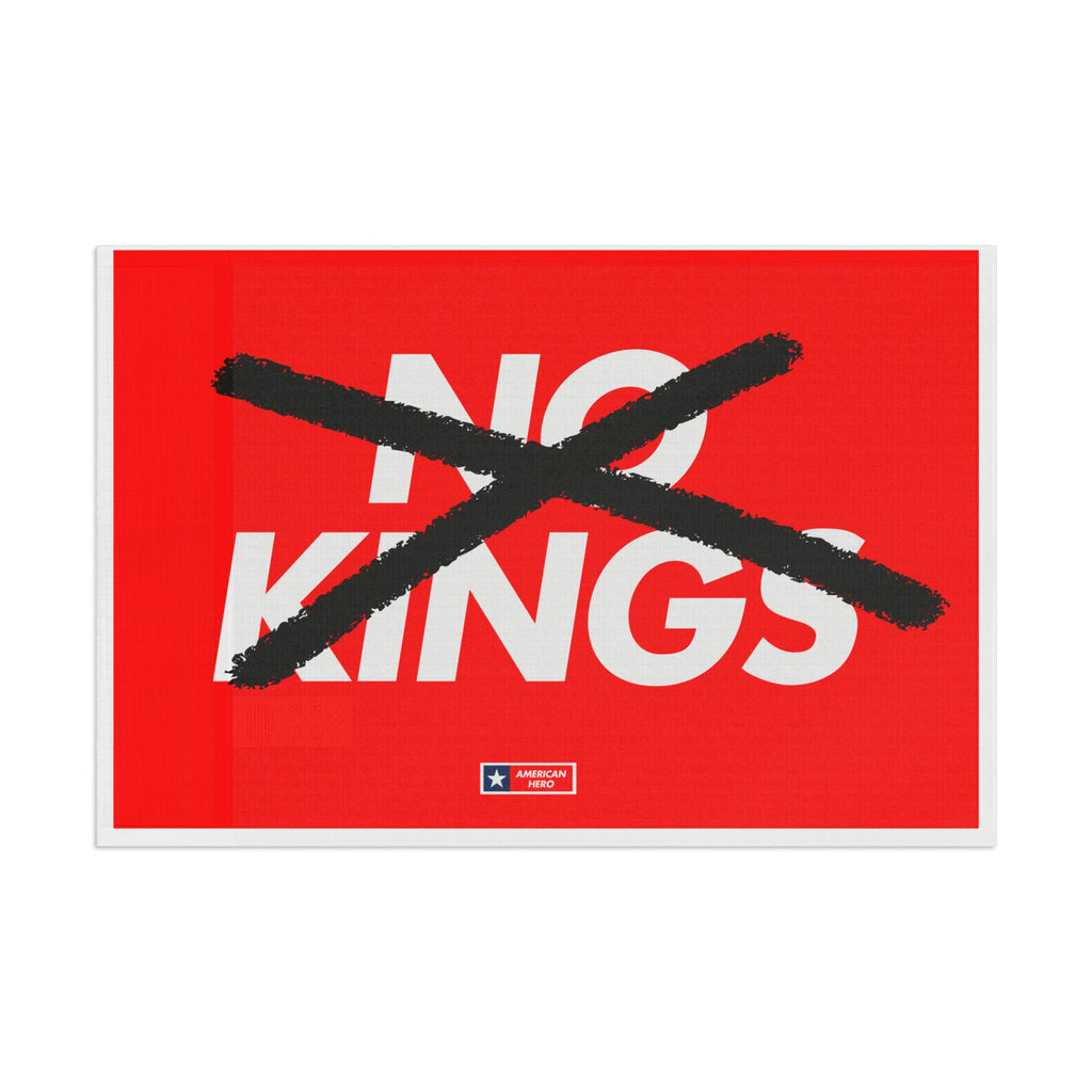 Flag — “NO KINGS” Protest Flag (Bold Red, Crossed-Out Text)