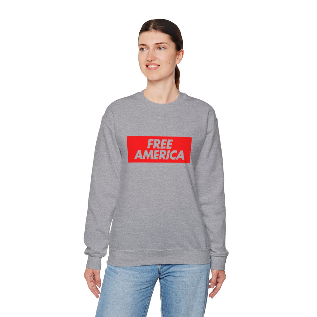 Free America sweatshirt | Political slogan crewneck, red block text