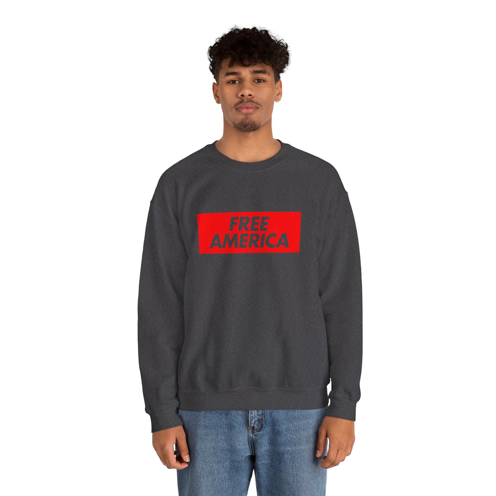 Free America sweatshirt | Political slogan crewneck, red block text