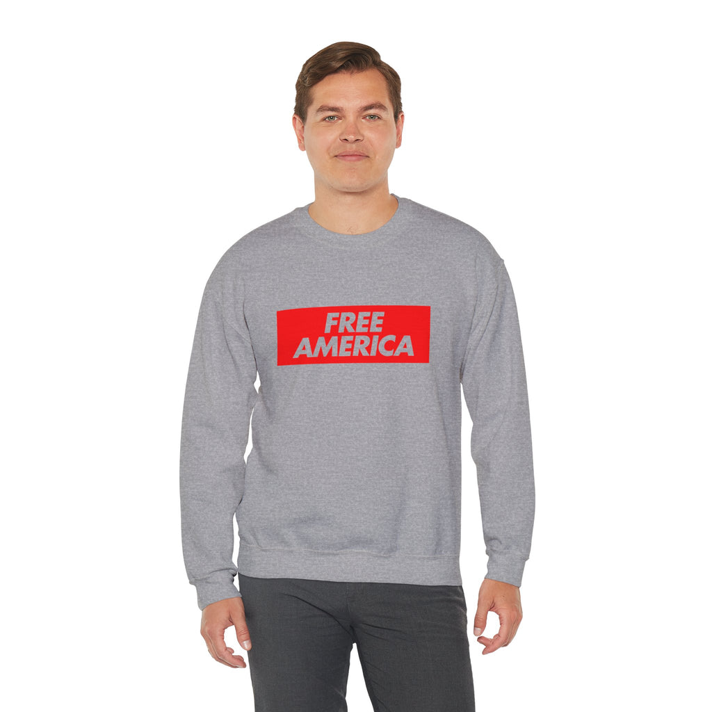 Free America sweatshirt | Political slogan crewneck, red block text